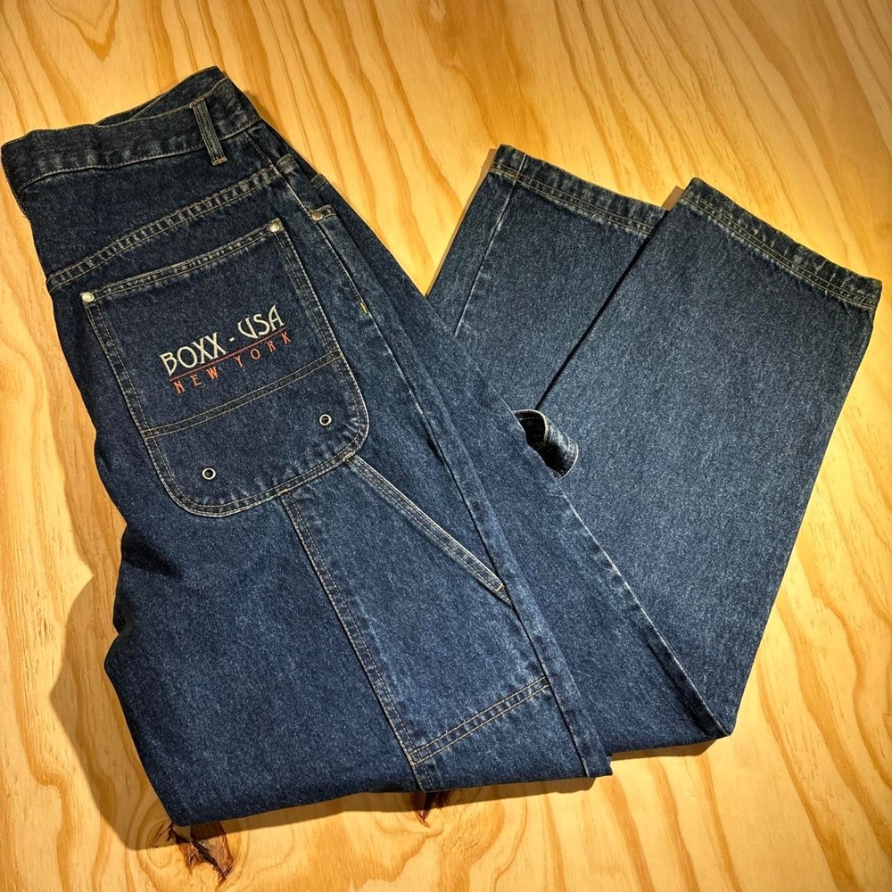 Boxx Jeans NY USA Mens 32x32 Dark Wash Carpenter Denim Streetwear Pants 1499